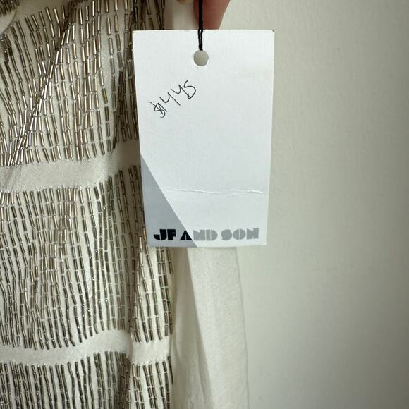 JF & Son Silk Beaded Sequin Skirt Size 4 White Silver SS09 - Picture 8 of 16